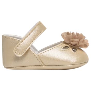 Baby Girls Beige Flower Pre Walker Shoes