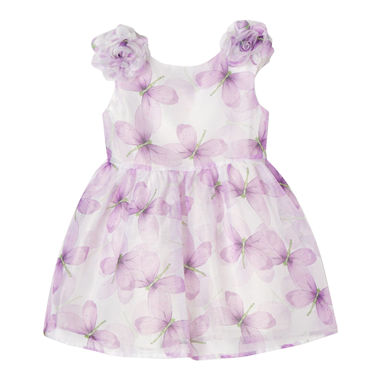 Girls White & Purple Butterfly Dress, 1, hi-res image number null