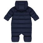 Baby Boys Navy Logo Snowsuit, 1, hi-res