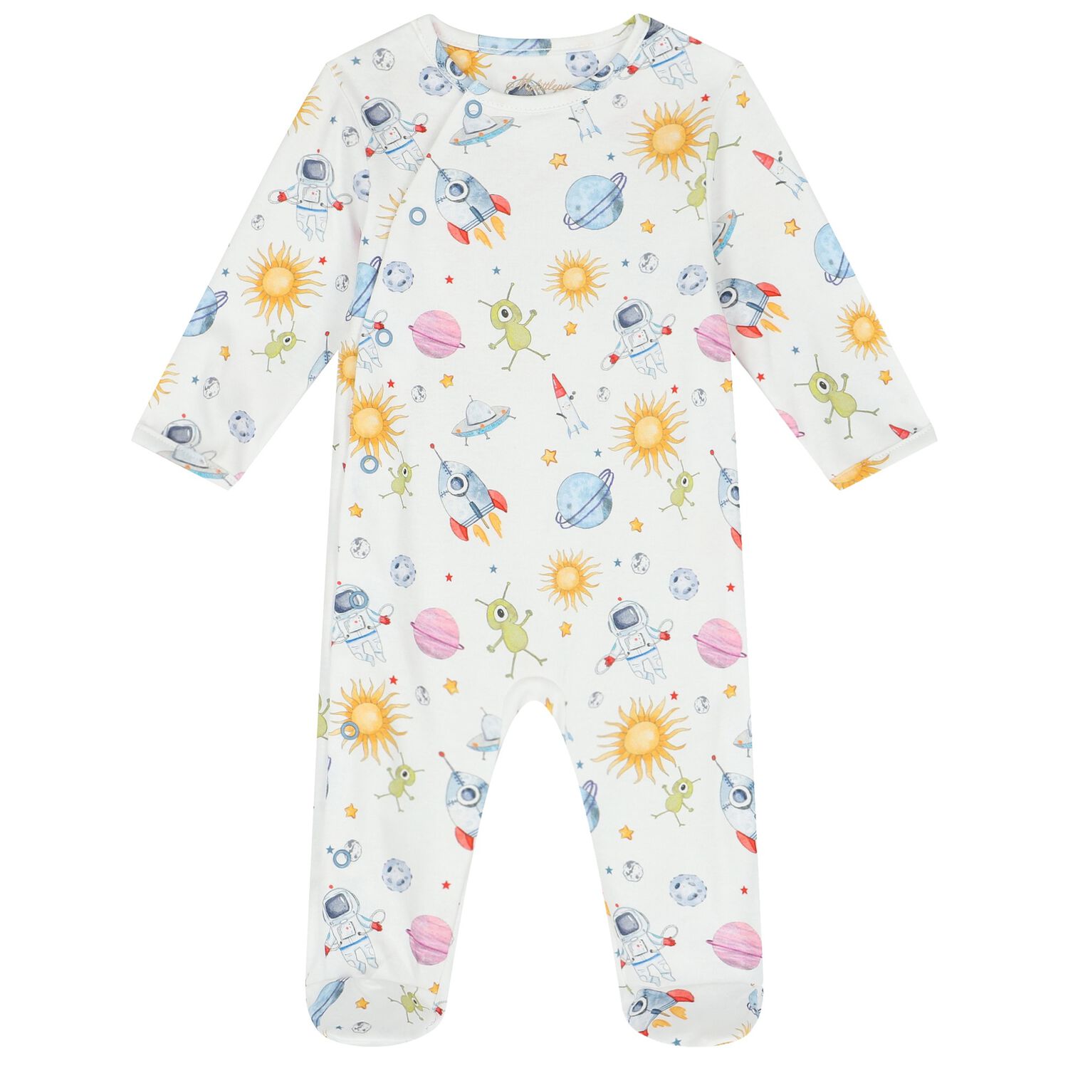 Baby Boys White Space Babygrow, 1, hi-res