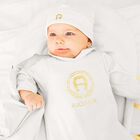 Girls Ivory & Gold Logo Babygrow, 3, hi-res