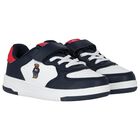 Boys White Logo Trainers, 1, hi-res