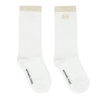 Girls White & Gold Logo Socks, 1, hi-res