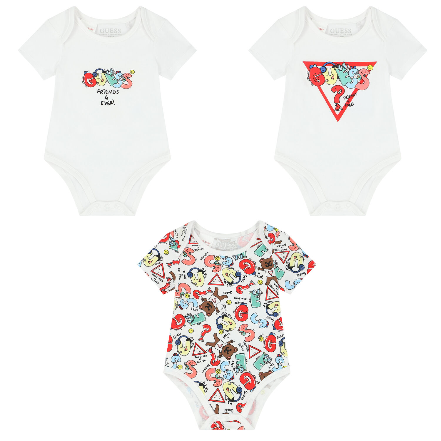 Baby Boys White Logo Bodysuits ( 3-Pack ), 1, hi-res