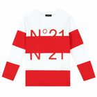 Boys White and Red Logo Long Sleeve Top, 1, hi-res