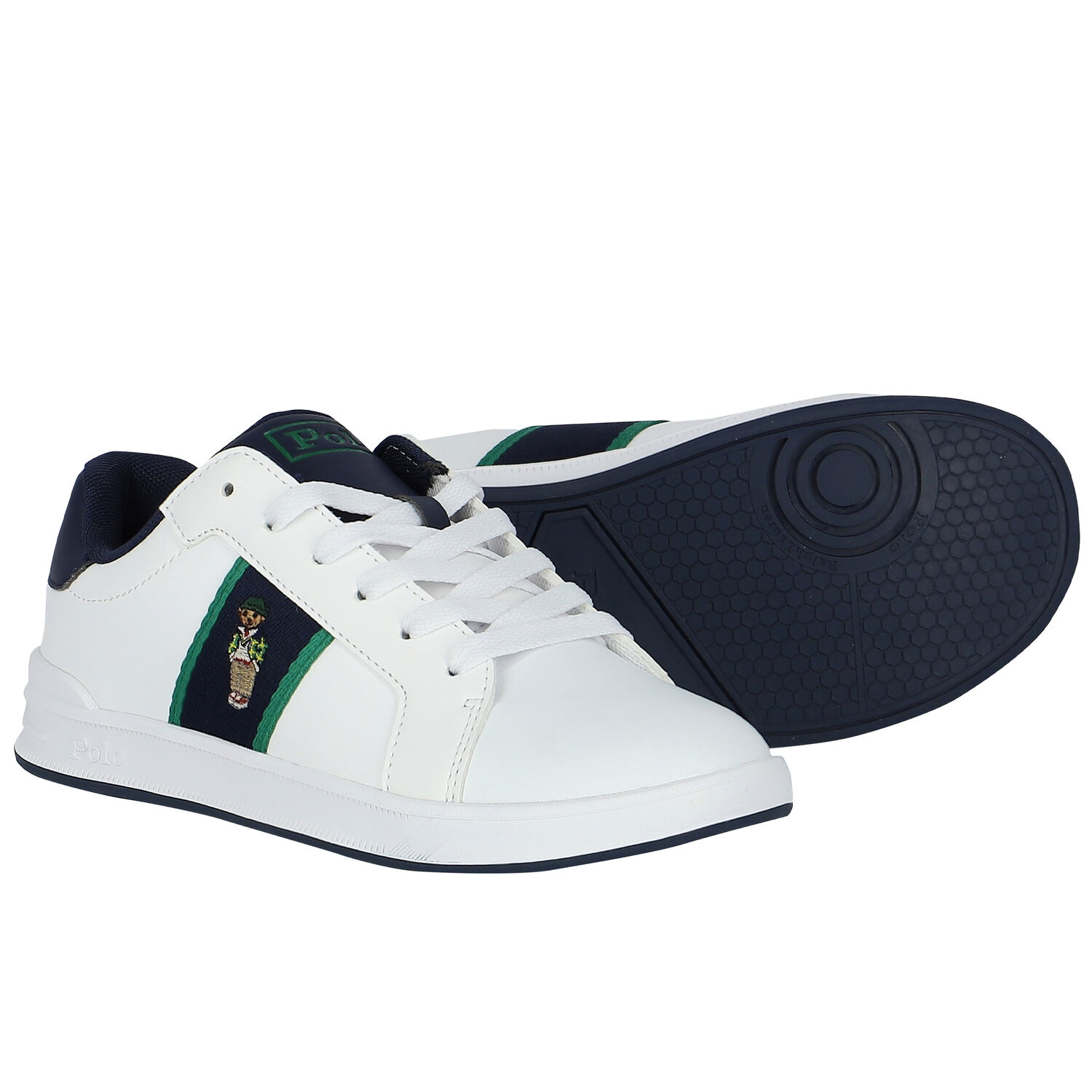 Boys White Polo Bear Trainers, 1, hi-res