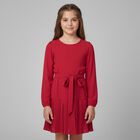 Girls Red Pleated Dress, 1, hi-res