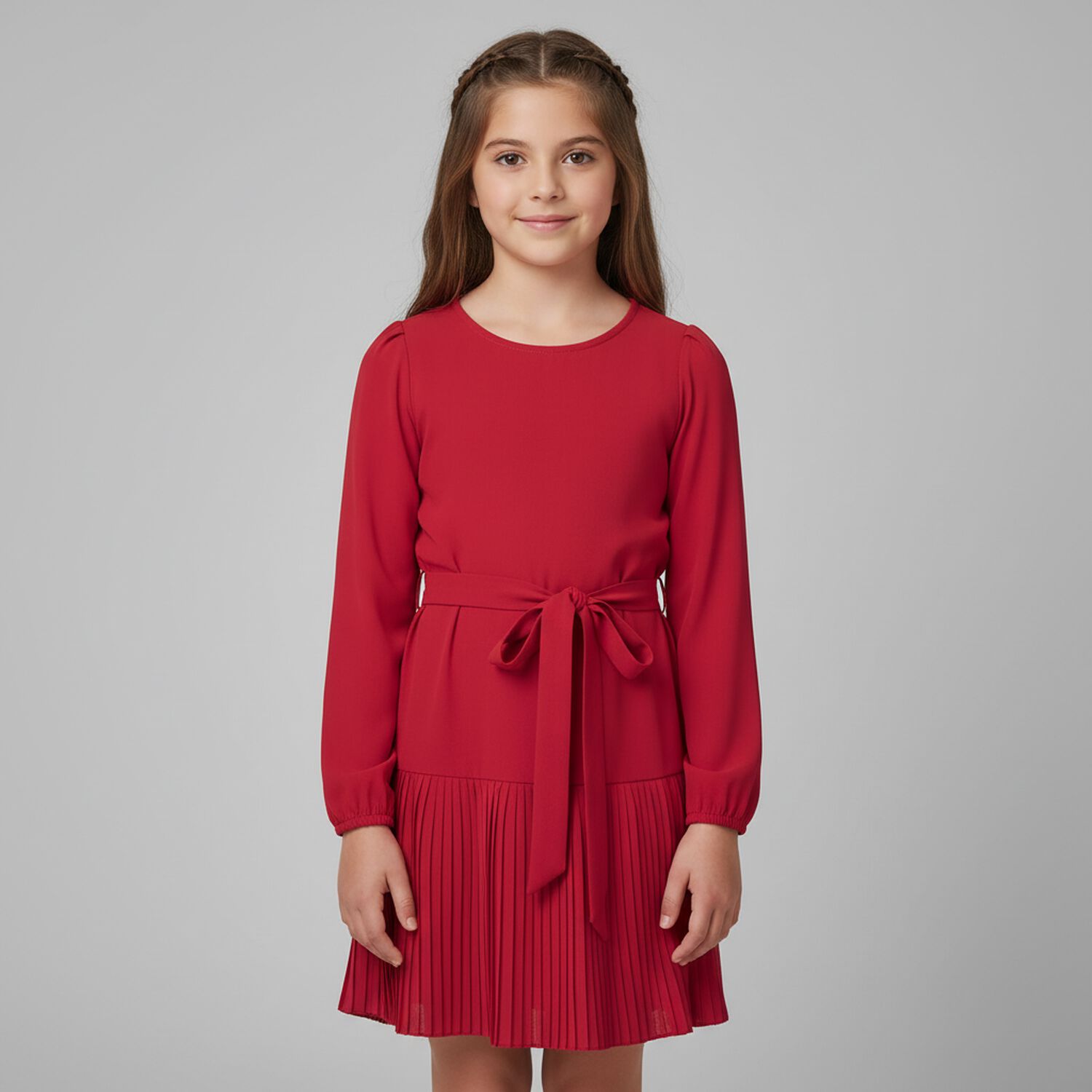 Girls Red Pleated Dress, 1, hi-res image number null