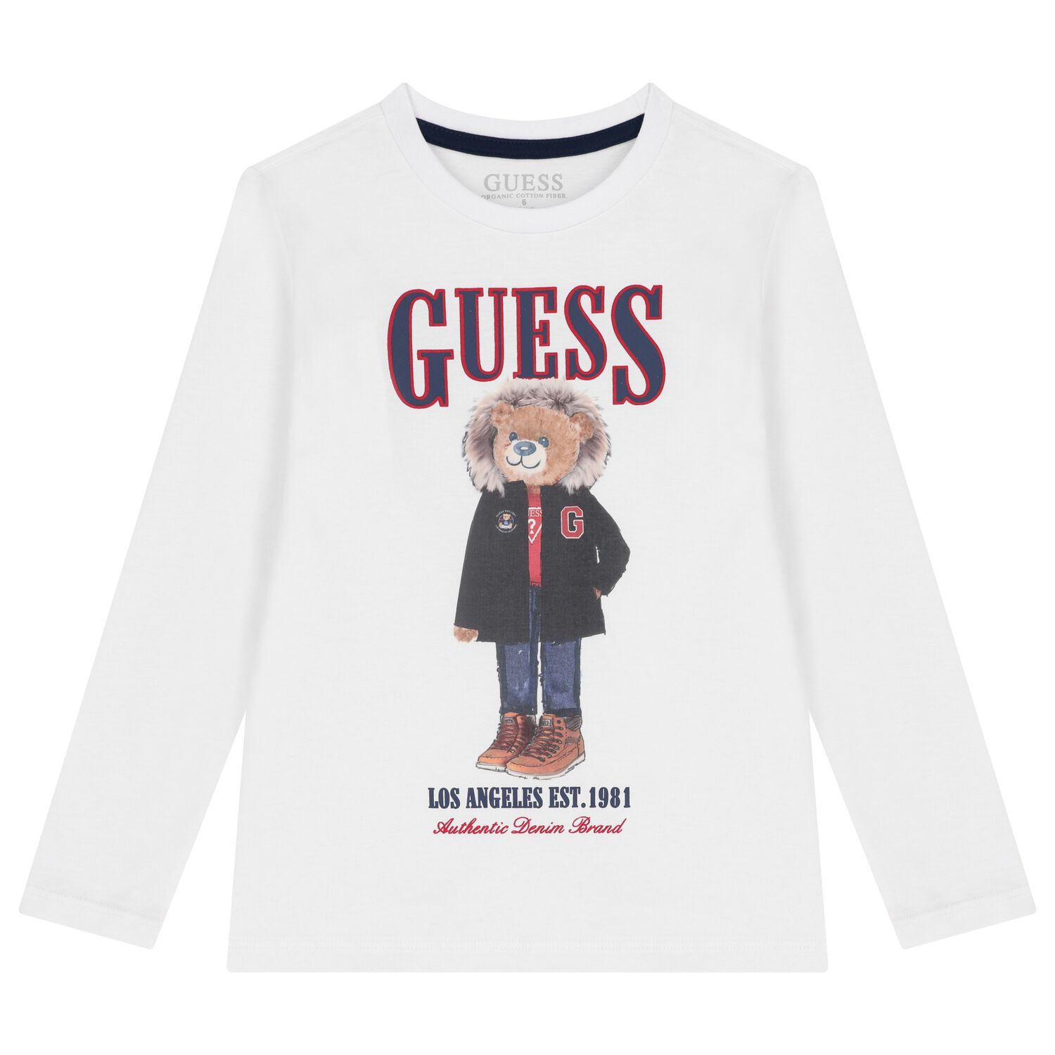 Boys White Teddy Bear Long Sleeve Top, 1, hi-res