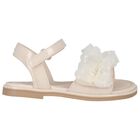 Girls Ivory Tulle Ruffle Sandals, 2, hi-res