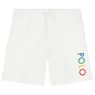 Boys White Logo Shorts, 1, hi-res
