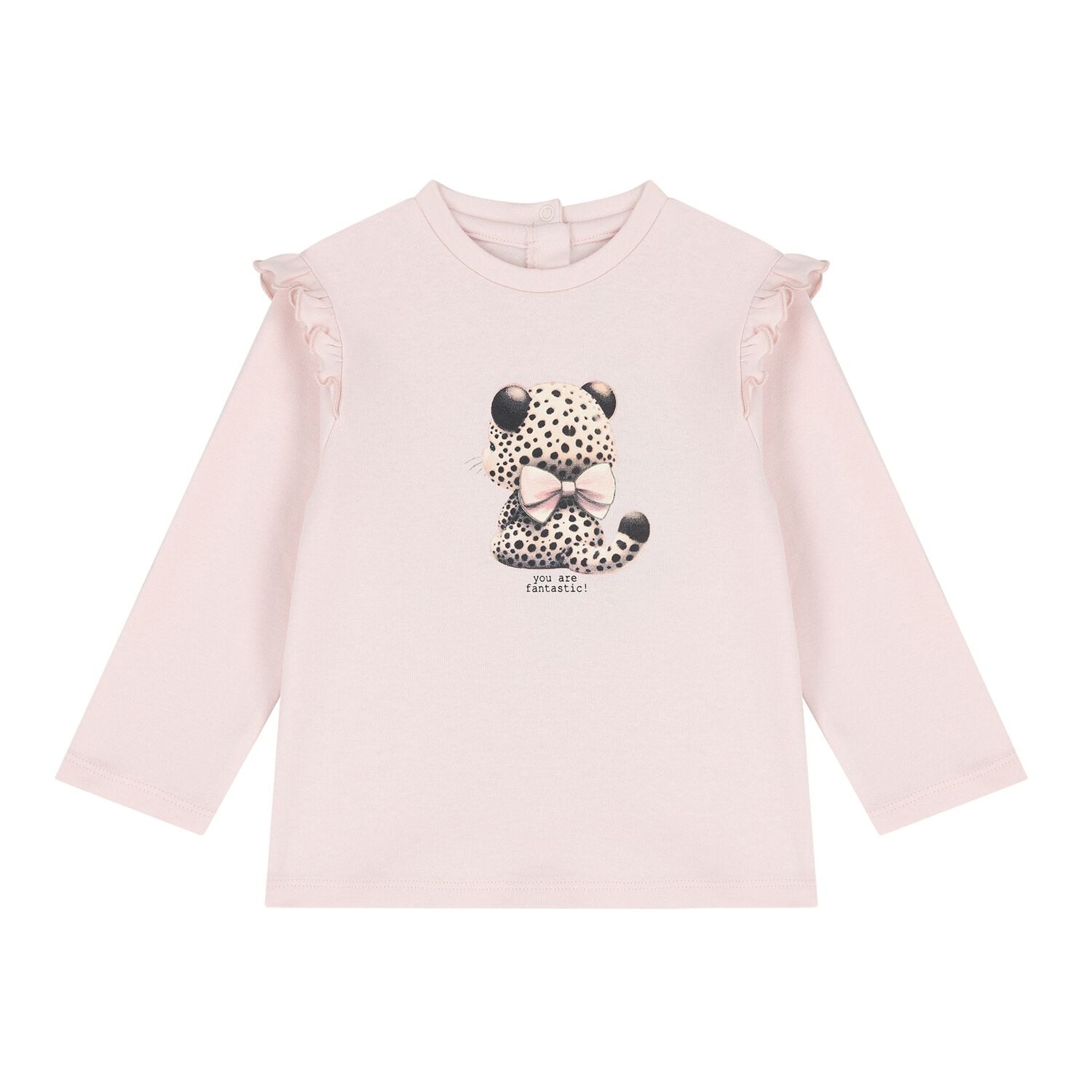 Baby Girls Pink Leopard Long Sleeve Top, 1, hi-res