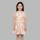 Girls Ivory & Pink Butterflies Logo Dress , 3, hi-res
