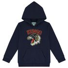 Boys Navy Blue Hooded Top, 1, hi-res