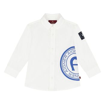 Younger Boys White Logo Shirt