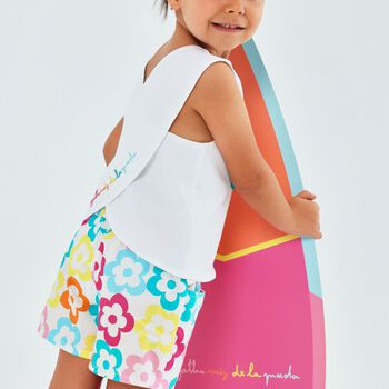 Girls White Flower Shorts Set