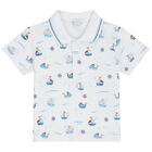 Baby Boys White & Blue Boats At Sea Shorts Set, 1, hi-res