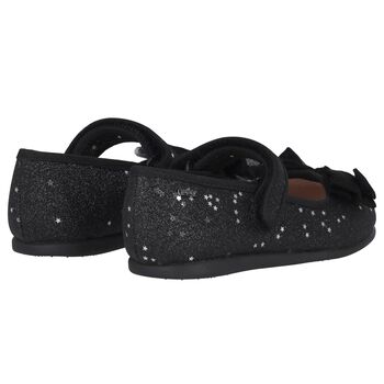 Younger Girls Black Bow Shoes, 2 Younger Girls Black Bow Shoes