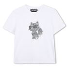 Girls White Reversible Sequin Choupette T-Shirt, 1, hi-res
