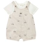 Baby Boys White & Beige Romper, 2, hi-res