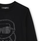 Boys Black Ikonik Karl Long Sleeve Top, 1, hi-res