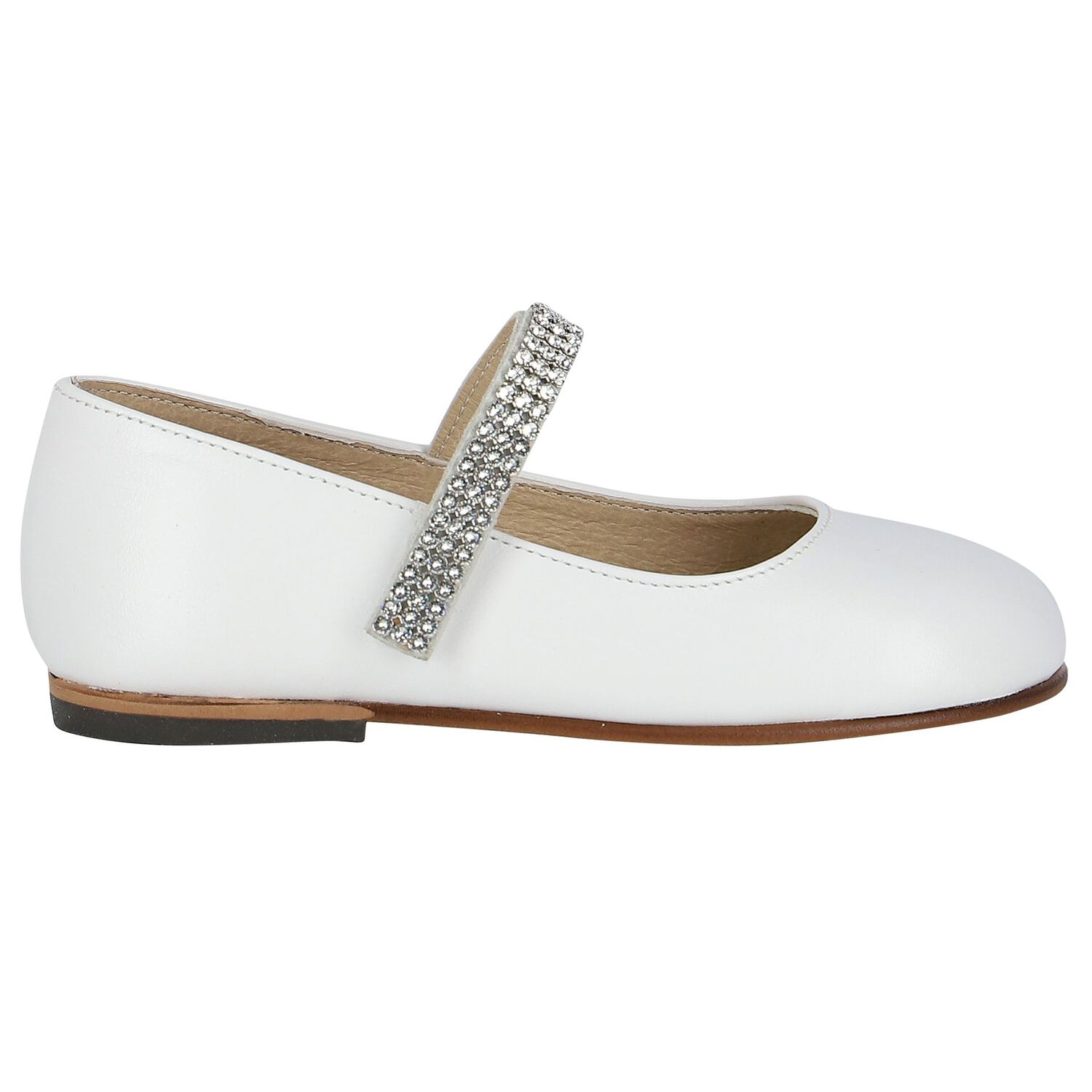 Girls White Swarovski Crystal Shoes, 5, hi-res