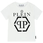 Boys White Logo T-Shirt, 3, hi-res