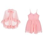 Girls Pink Chiffon Cape Dress Set, 1, hi-res