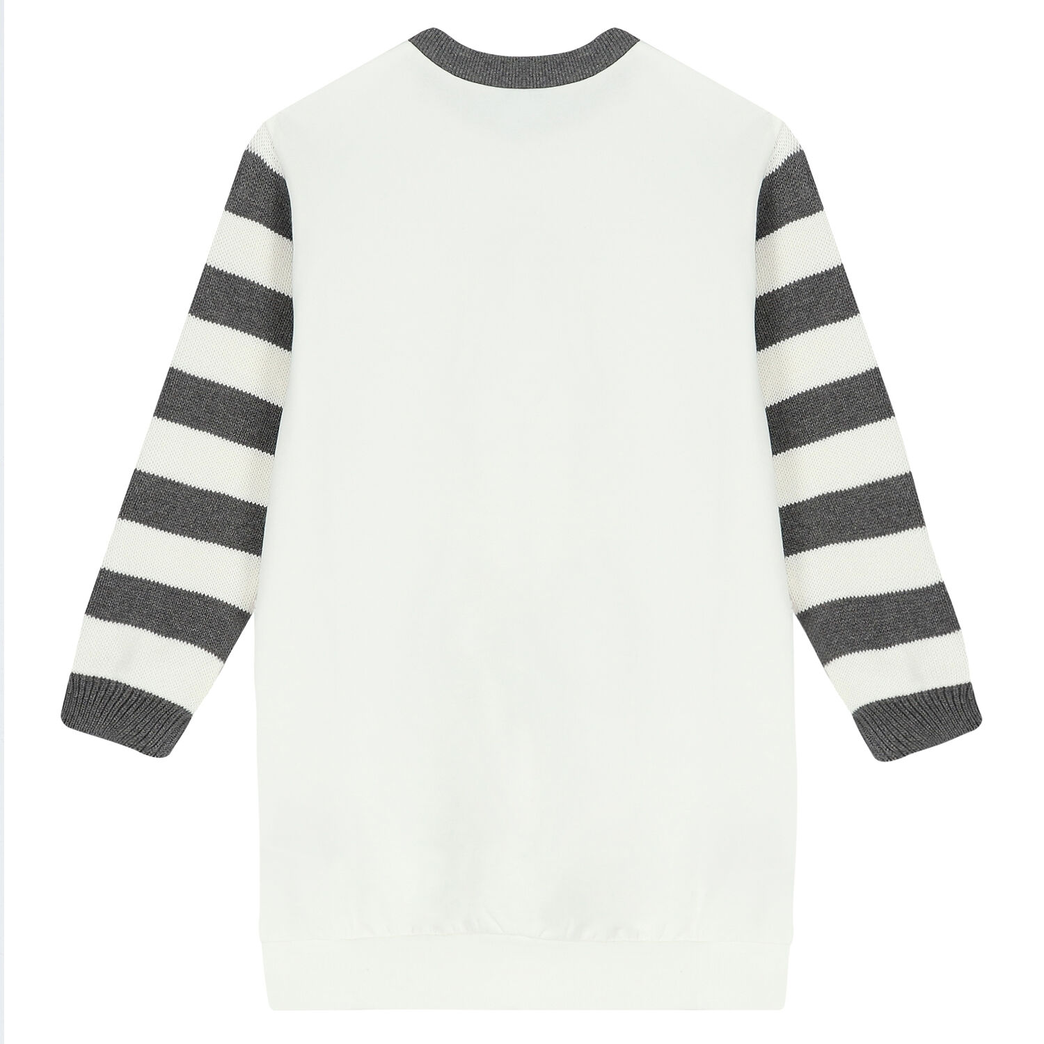 Girls White Sweatshirt Dress, 1, hi-res