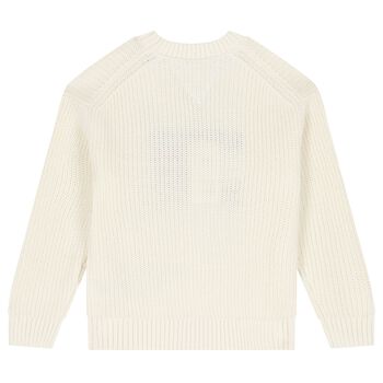 Boys Ivory Logo Knitted Sweater