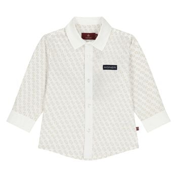 Younger Boys White Logo Shirt