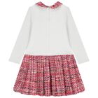 Girls Ivory & Red Tweed Dress , 1, hi-res
