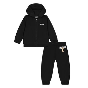 Younger Black Teddy Bear Logo Tracksuit