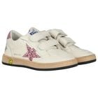 Girls Ivory & Pink Logo Trainers, 1, hi-res