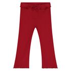 Younger Girls Red Ribbed Leggings, 1, hi-res