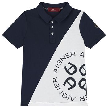 Boys Navy Blue & White Polo Shirt