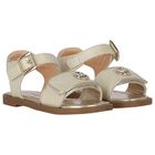 Girls Gold Logo Sandals, 1, hi-res