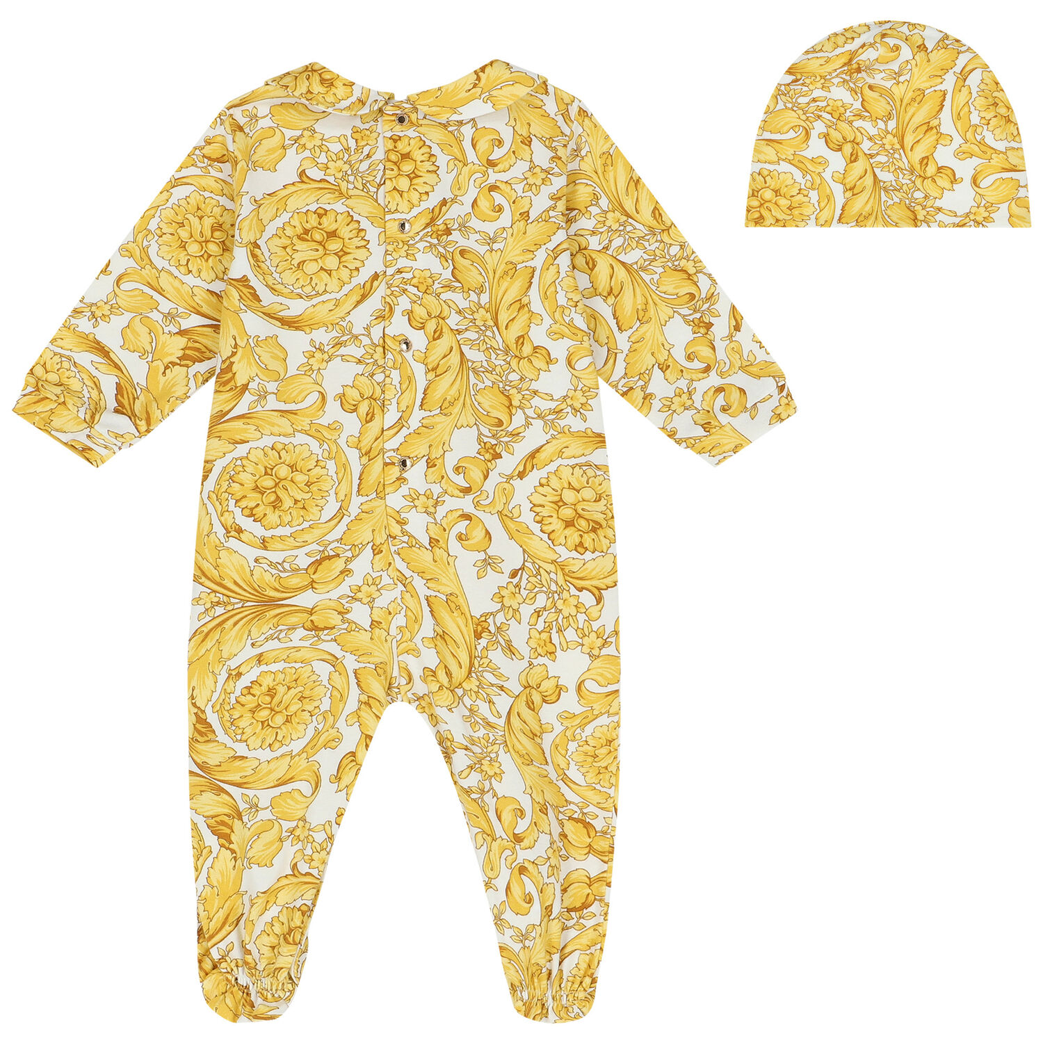 Ivory & Gold Barocco Babygrow Set, 1, hi-res