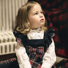 Girls Navy Blue & Red Tartan Dress, 1, hi-res