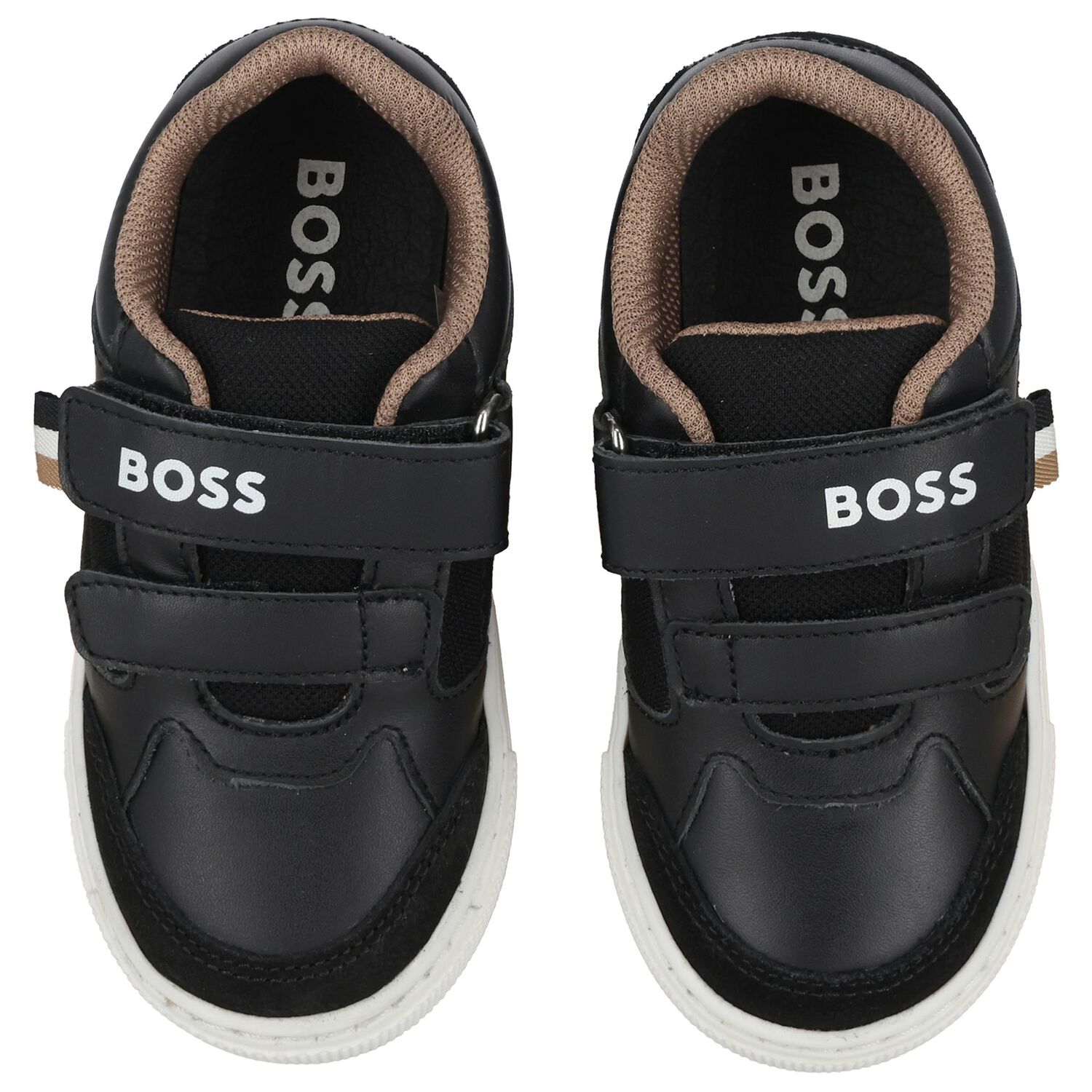Boys Black Logo Trainers, 1, hi-res
