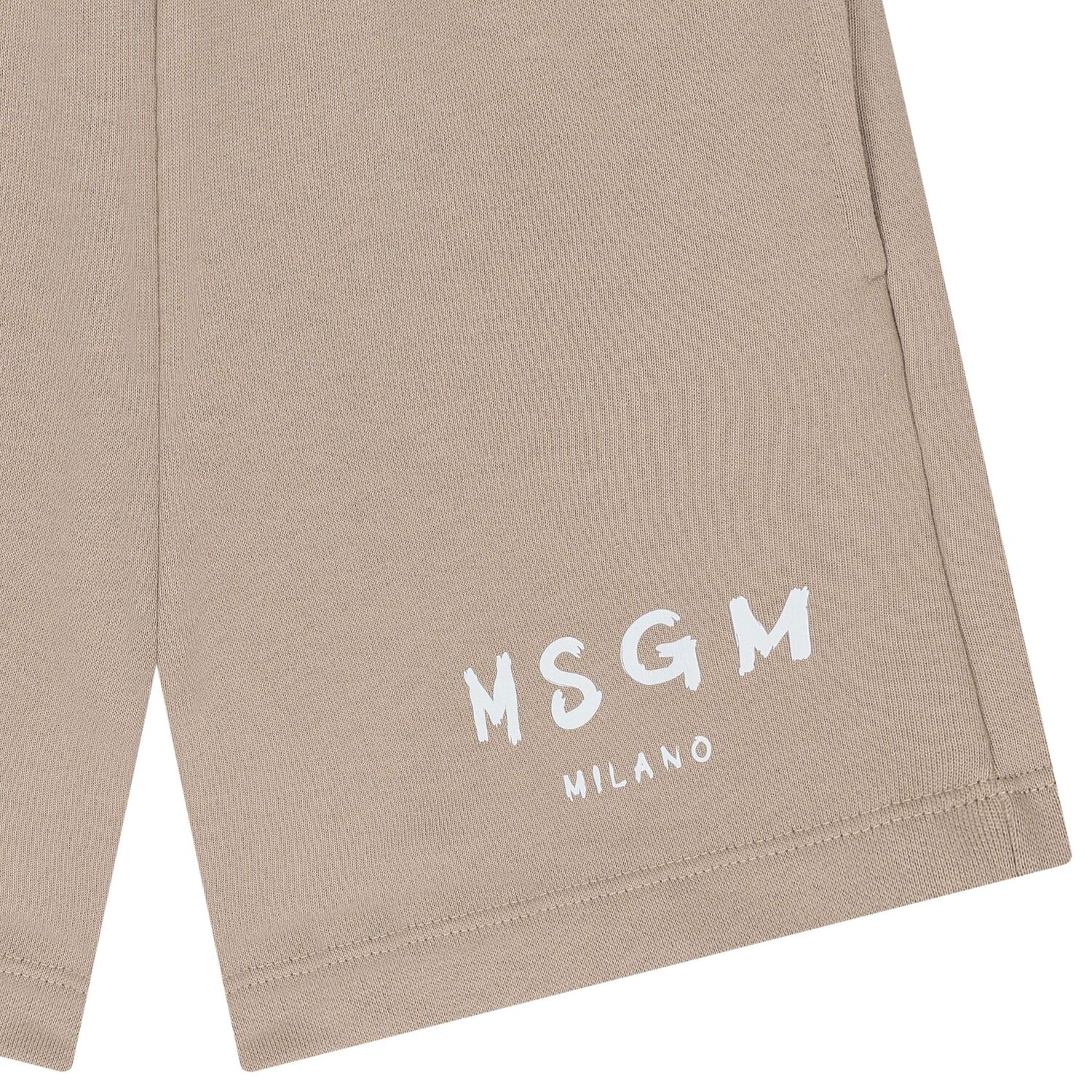 Boys Beige Logo Shorts, 3, hi-res