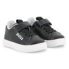 Boys Black & White Logo Trainers, 1, hi-res