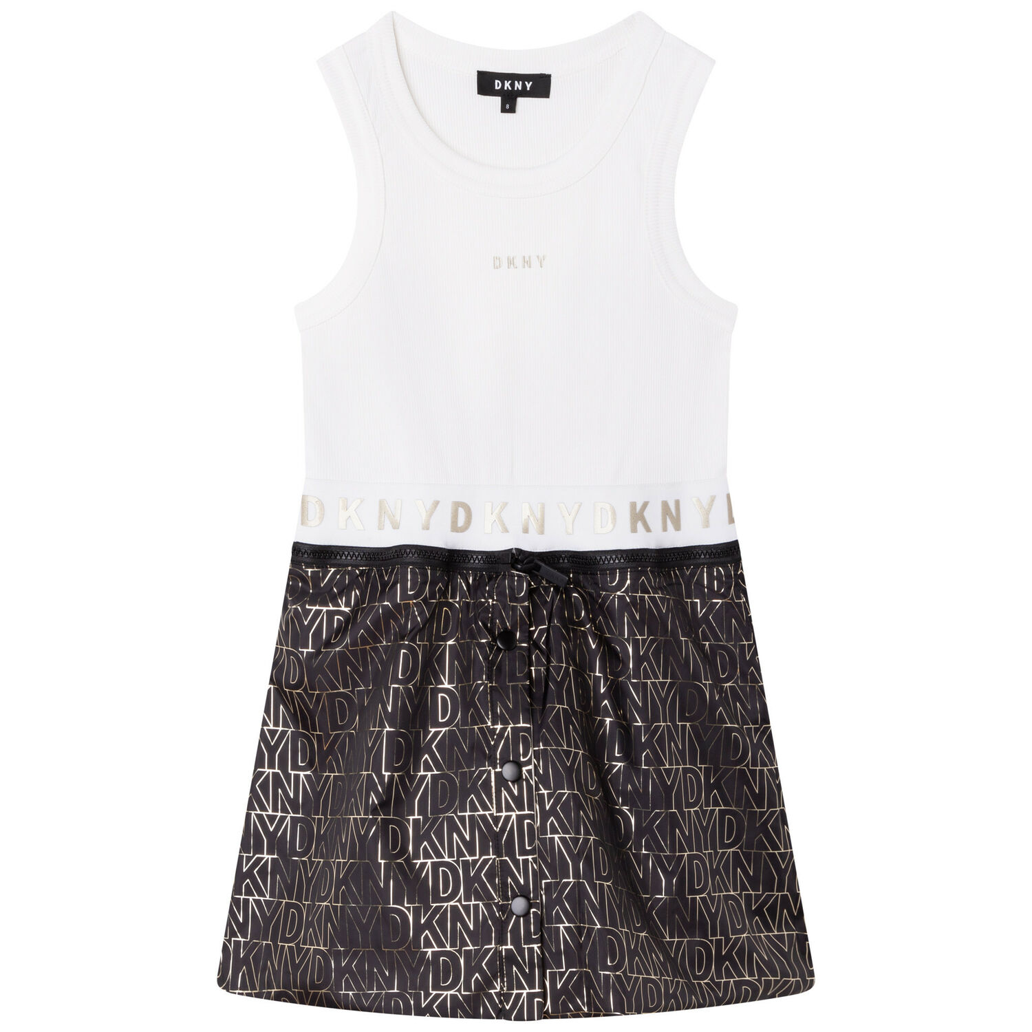 Girls White & Gold Reversible Skirt Dress, 2, hi-res