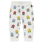 Younger Girls White Flower Joggers, 1, hi-res