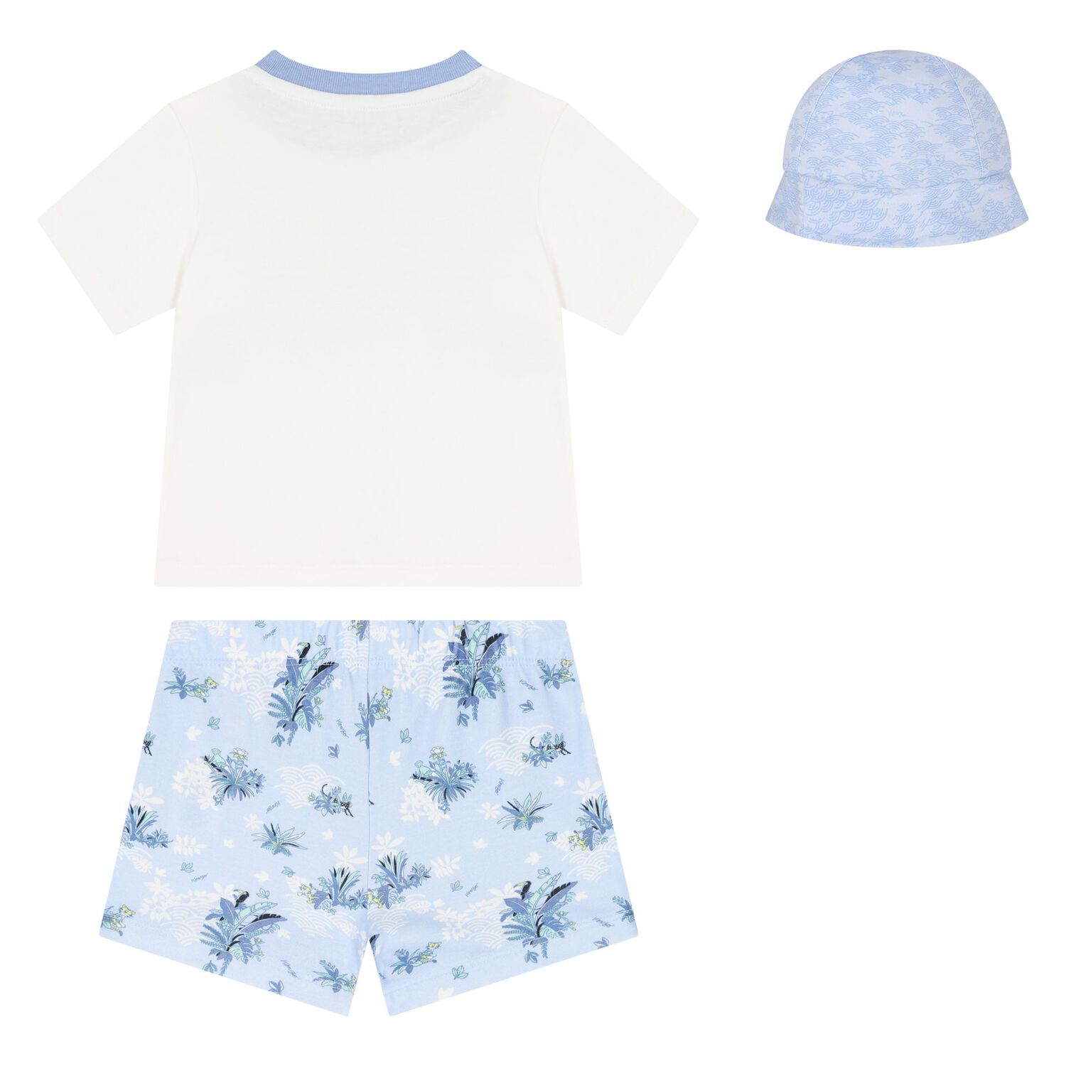 Baby Boys Ivory & Blue Logo Shorts Set, 1, hi-res