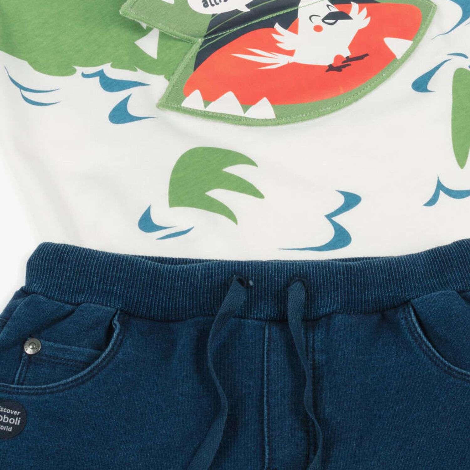 Boys Ivory & Navy Blue Alligator Shorts Set, 1, hi-res image number null