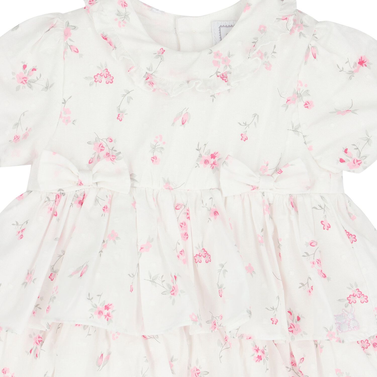 Baby Girls White & Pink Floral Dress Set, 1, hi-res