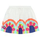 Girls White & Purple Floral Skirt, 1, hi-res