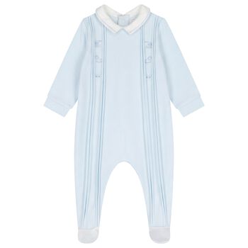 Baby Boys Blue Pintuck Babygrow 