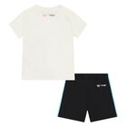 Younger Girls Ivory & Black Care Bears Shorts Set, 1, hi-res
